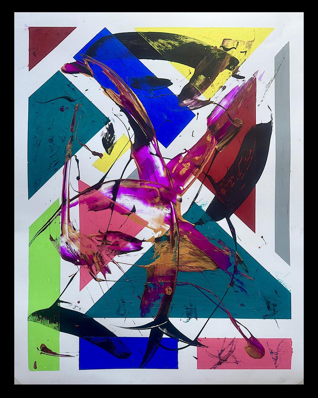Handmade Abstract Acrylic Painting, Colorful Modern Art, Not a Print (22x28 inch)