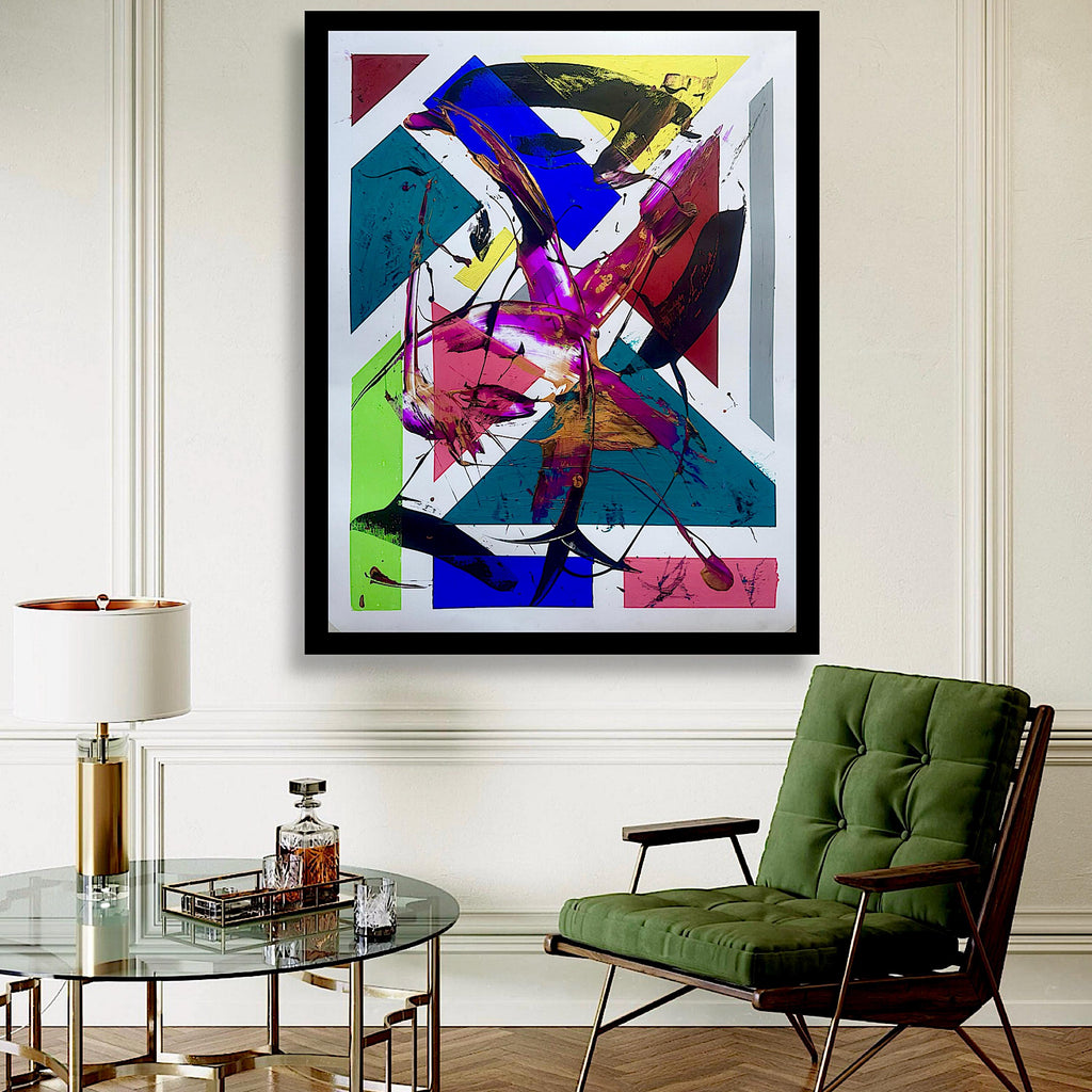 Handmade Abstract Acrylic Painting, Colorful Modern Art, Not a Print (22x28 inch)