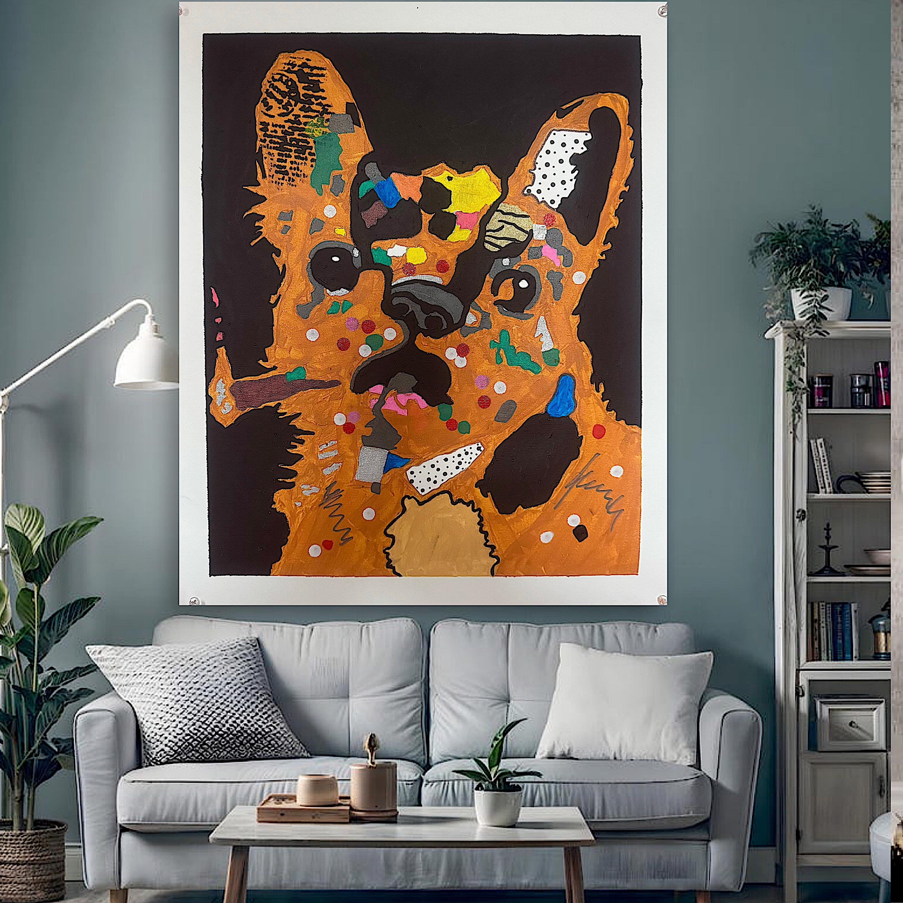 Bulldog Pop Art Canvas Painting: Colorful Modern Dog Wall Decor (20x24 inch)