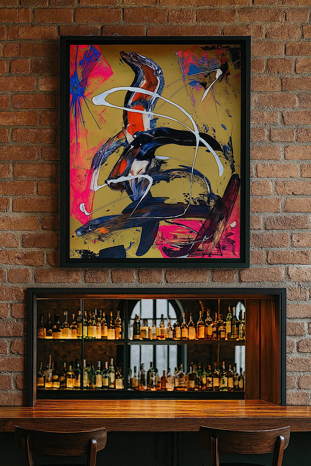 Original Neon Acrylic Abstract Art, Hand-Painted (22x28 inch)