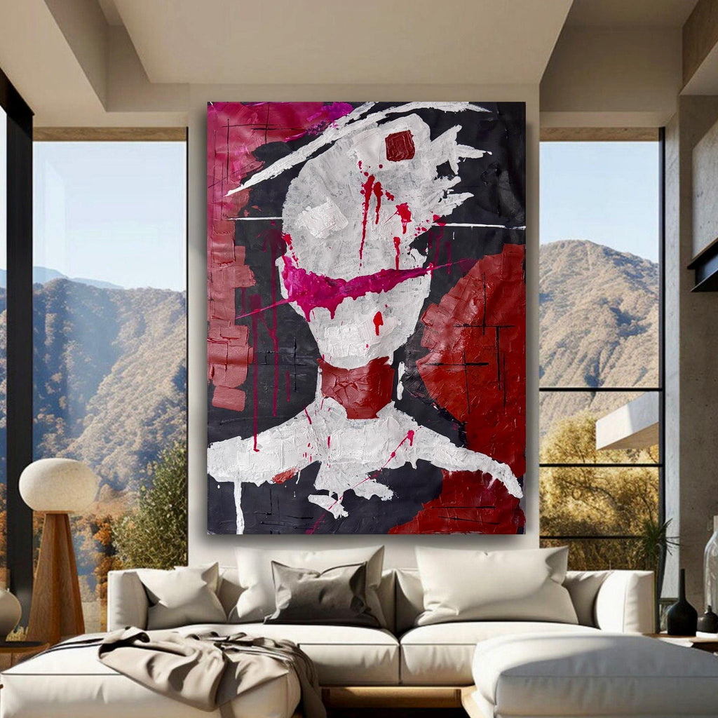 Abstract Expressionist Portrait Painting, Textured Acrylic Art (18.5x25.5 inch Canvas)