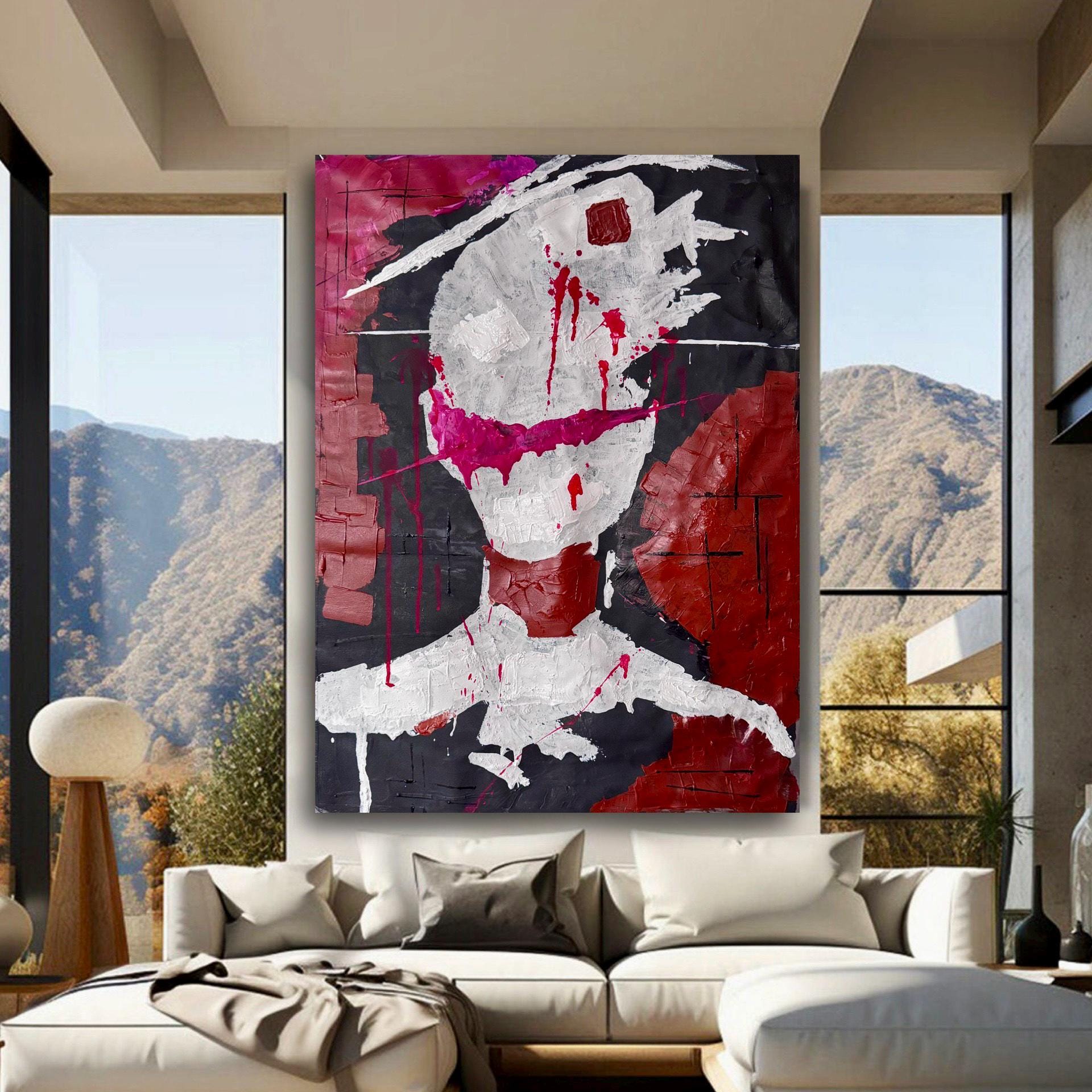 Abstract Expressionist Portrait Painting, Textured Acrylic Art (18.5x25.5 inch Canvas)