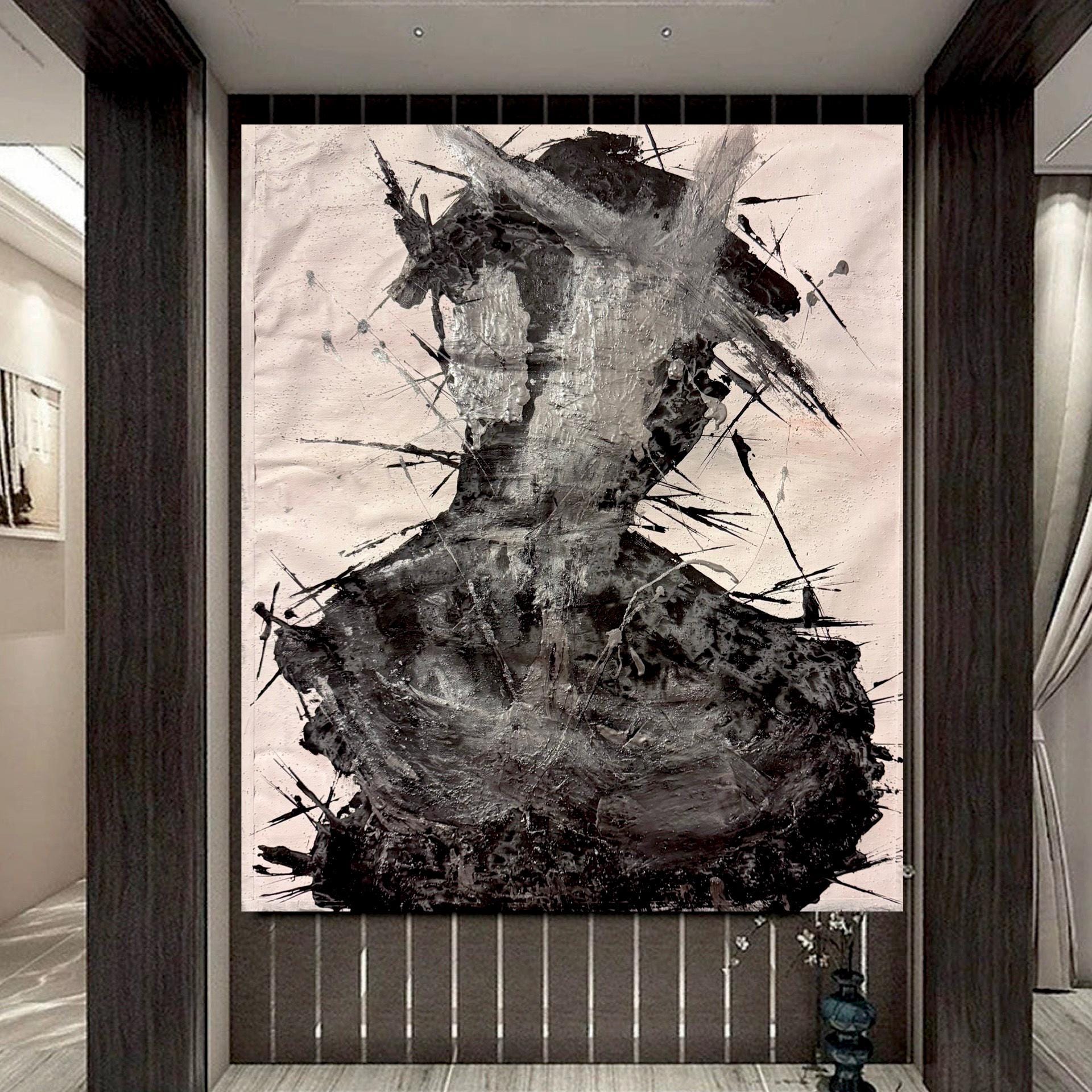 Abstract Expressionist Portrait – Figurative Acrylic Painting on Canvas (20x24 inch Canvas)