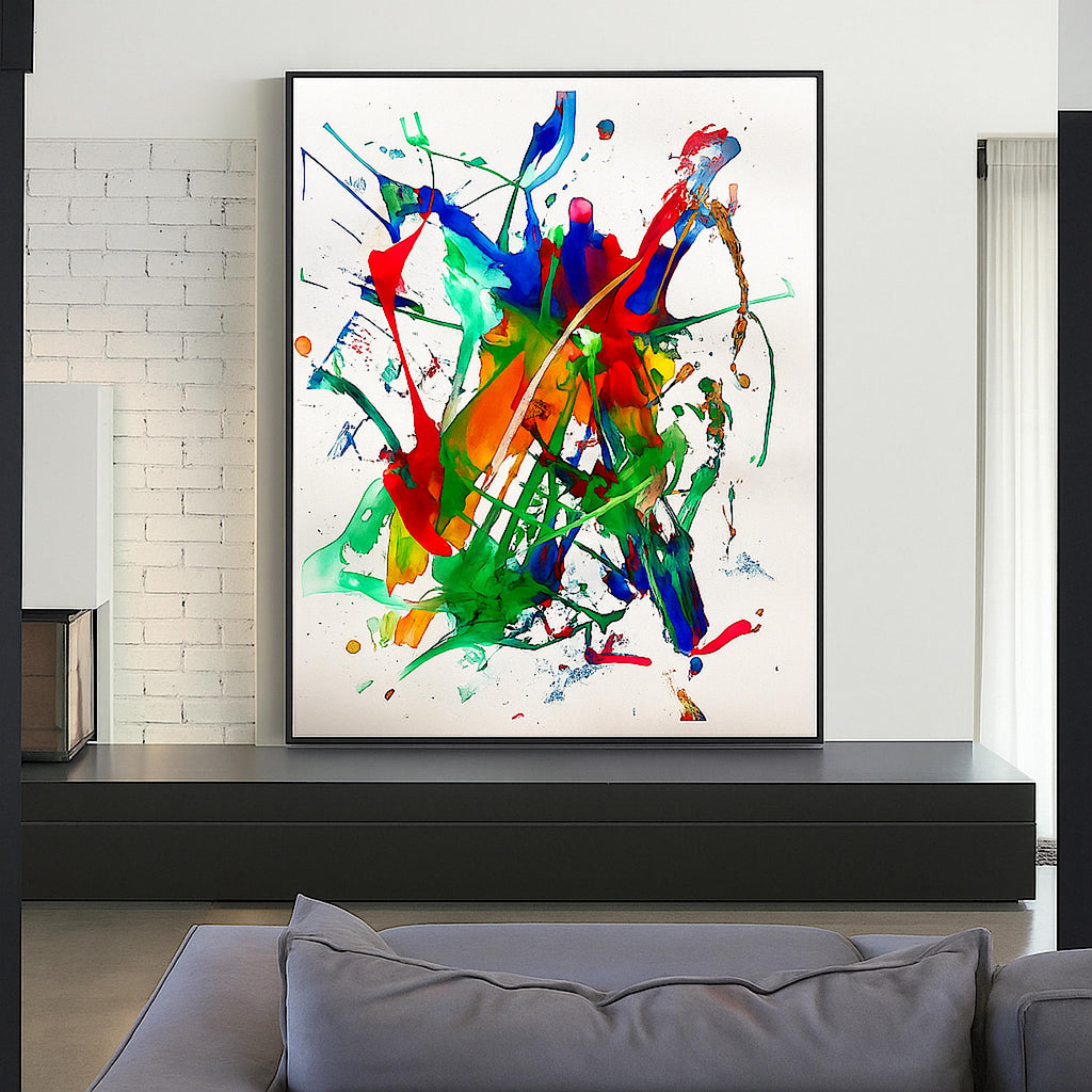 Abstract Acrylic Splash Painting, Original Colorful Wall Art,  Not a Print (22x28 inch)