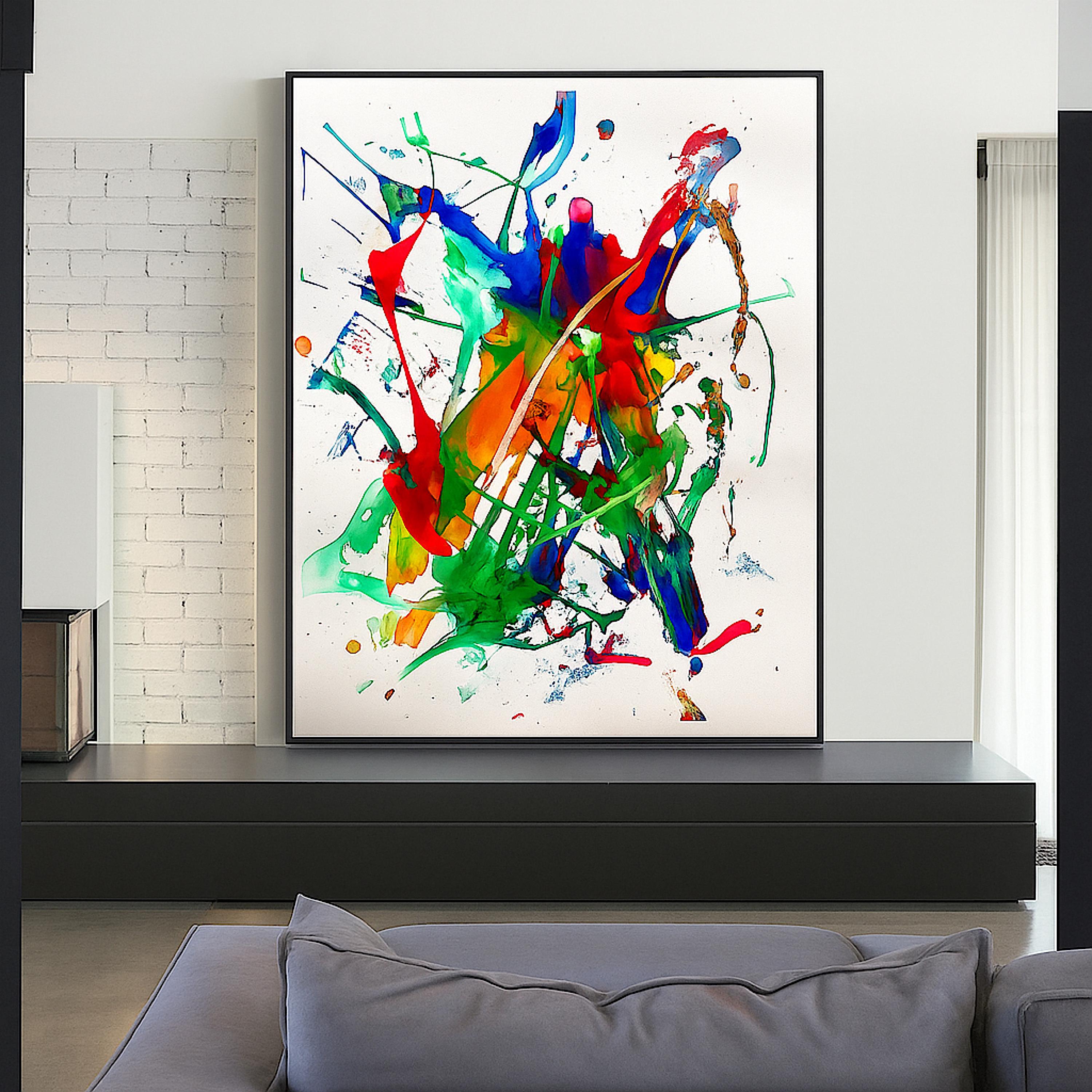 Abstract Acrylic Splash Painting, Original Colorful Wall Art,  Not a Print (22x28 inch)