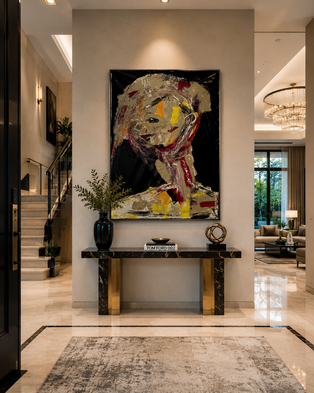 Neo-Expressionist Abstract Portrait | Handmade Acrylic Palette Knife Painting on Canvas | Textured Modern Wall Art