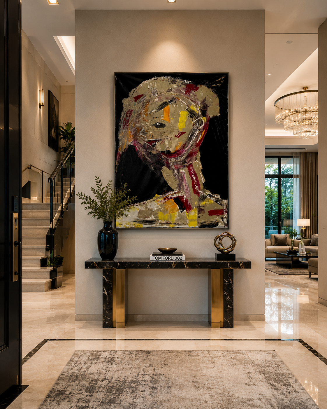 Neo-Expressionist Abstract Portrait | Handmade Acrylic Palette Knife Painting on Canvas | Textured Modern Wall Art
