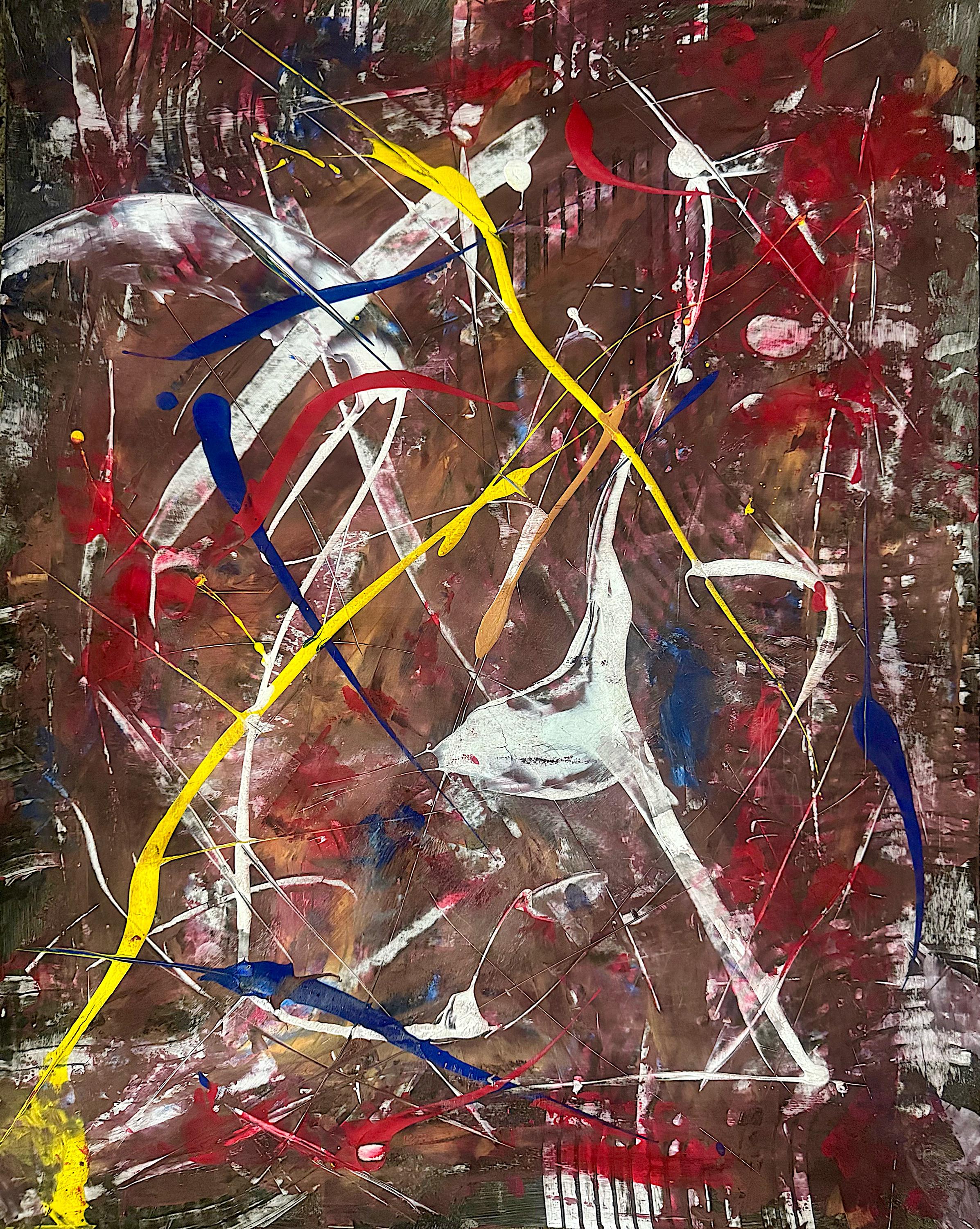 Handmade Original Abstract Painting, Acrylic on Paper, One-of-a-Kind Modern Art, Not a Print (22x28 inch)