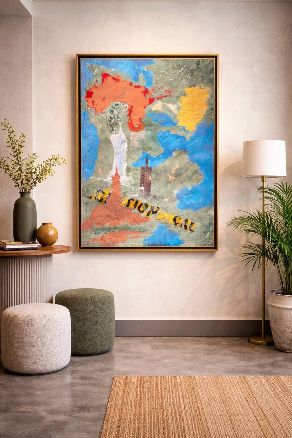 Textured Abstract Expressionist Painting, Mixed Media Wall Art (22x29 inch)