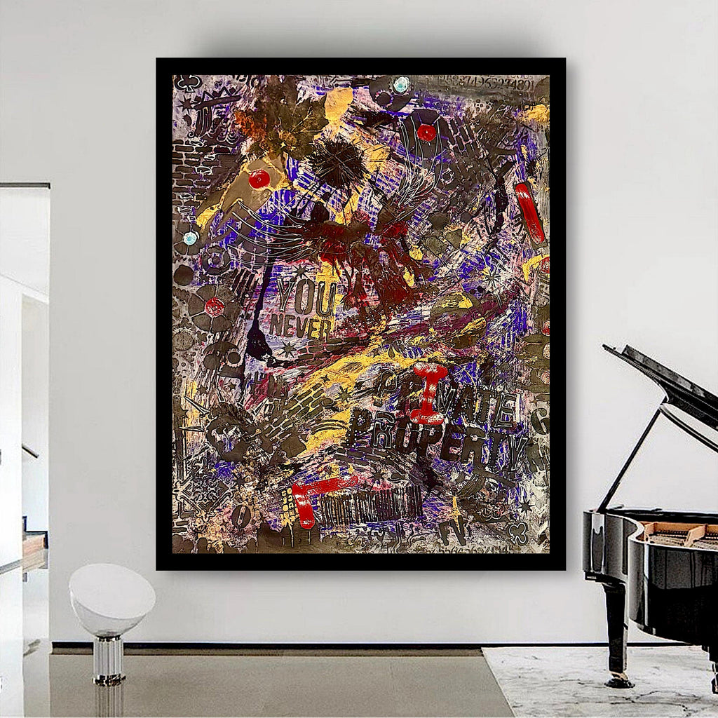 Handmade Acrylic Mixed Media Abstract Painting on Paper, Not a Print (22x28 inch)