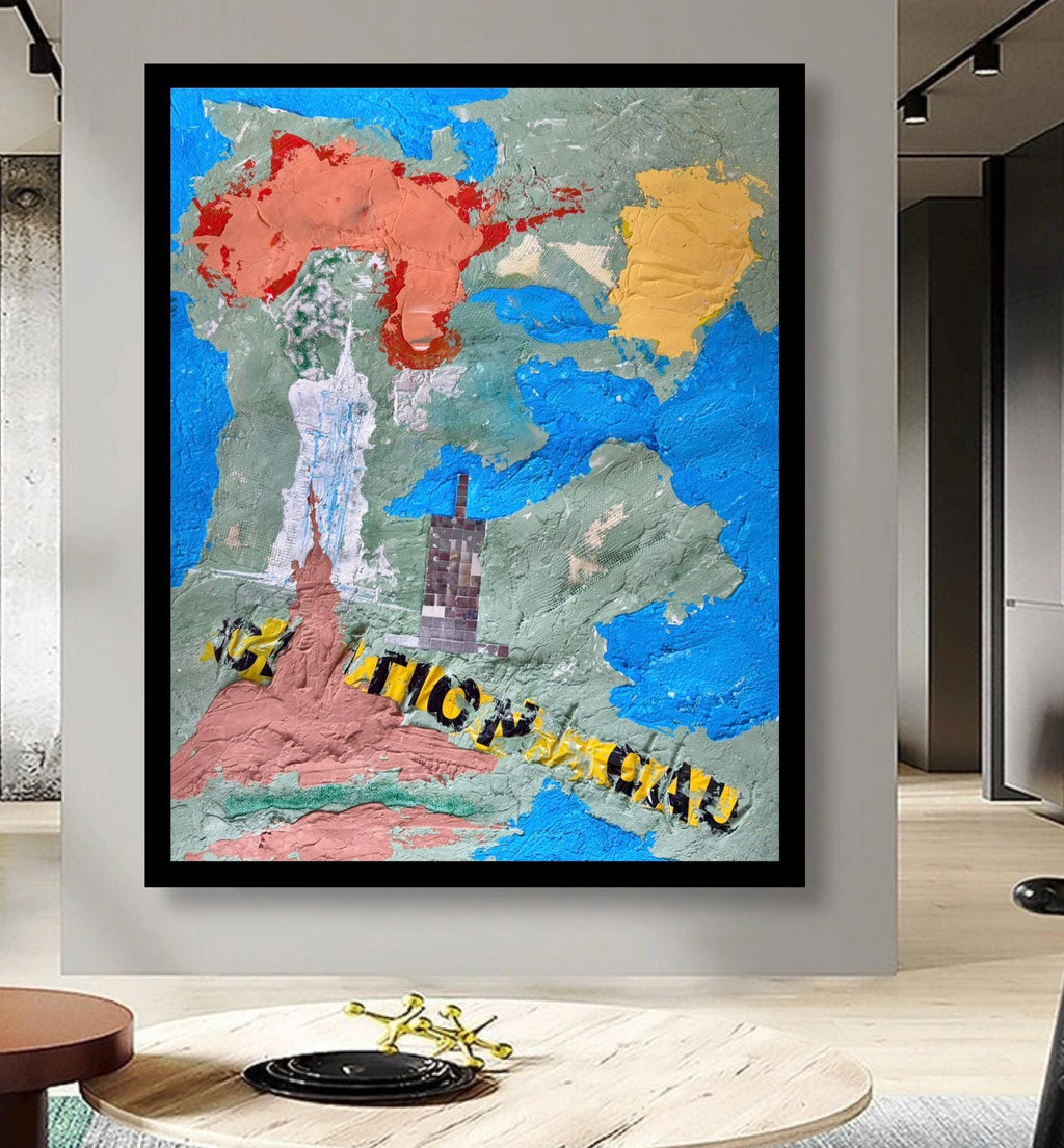 Textured Abstract Expressionist Painting, Mixed Media Wall Art (22x29 inch)