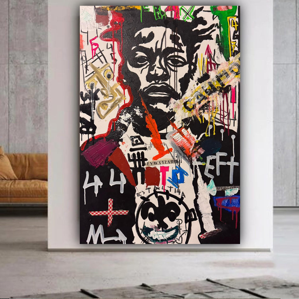 Original Pop Art Portrait Painting, Urban Street Art, Mixed Media (24x36 inch)
