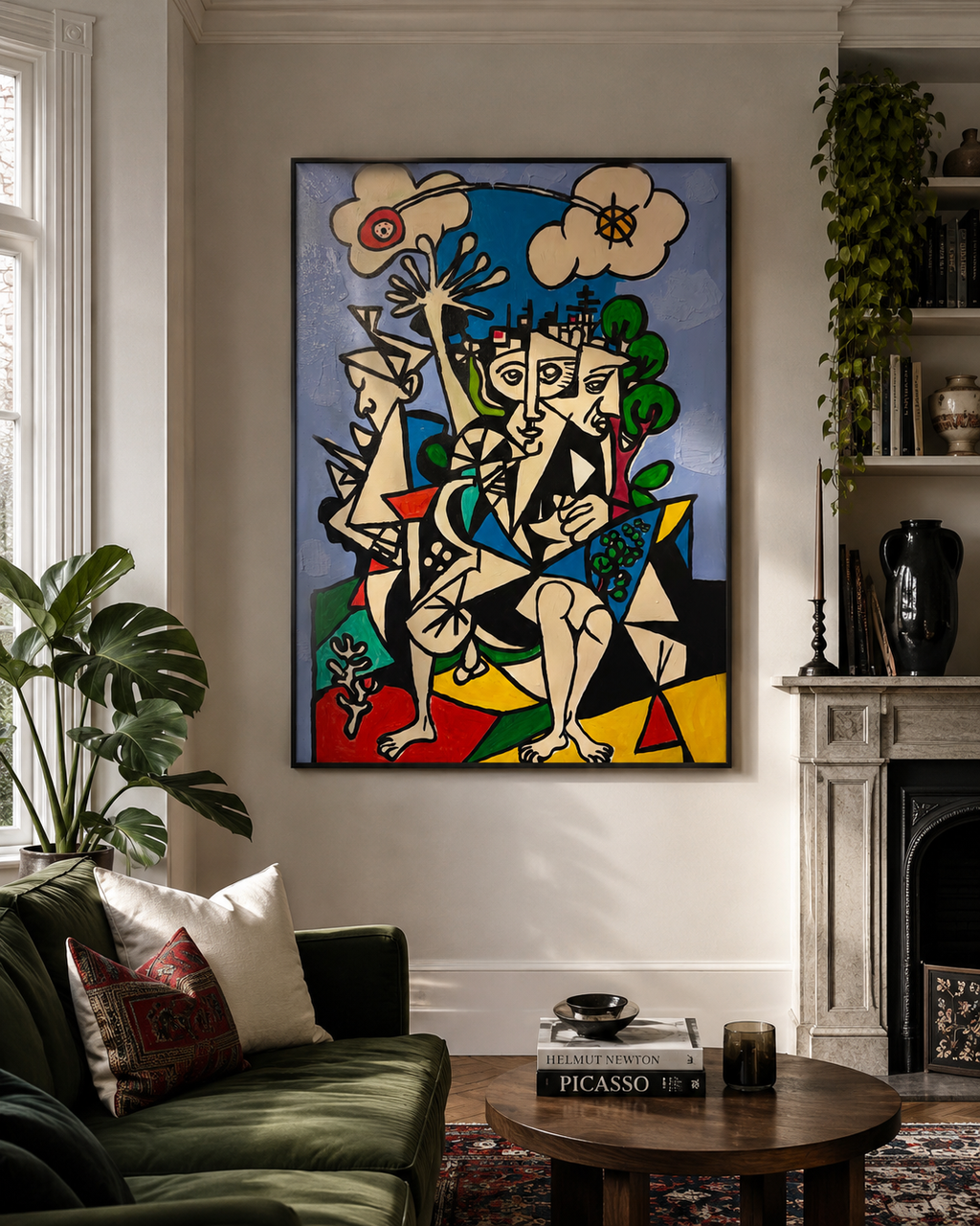 Abstract Cubist Acrylic Painting on Canvas | Handmade Expressionist Artwork | Original Modern Picasso Inspired Art 26x36 inch