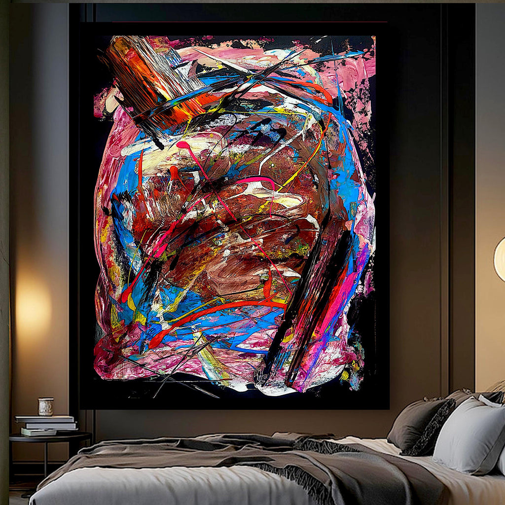 Handmade Abstract Acrylic Painting, Expressionist Wall Art (22x28 inch)