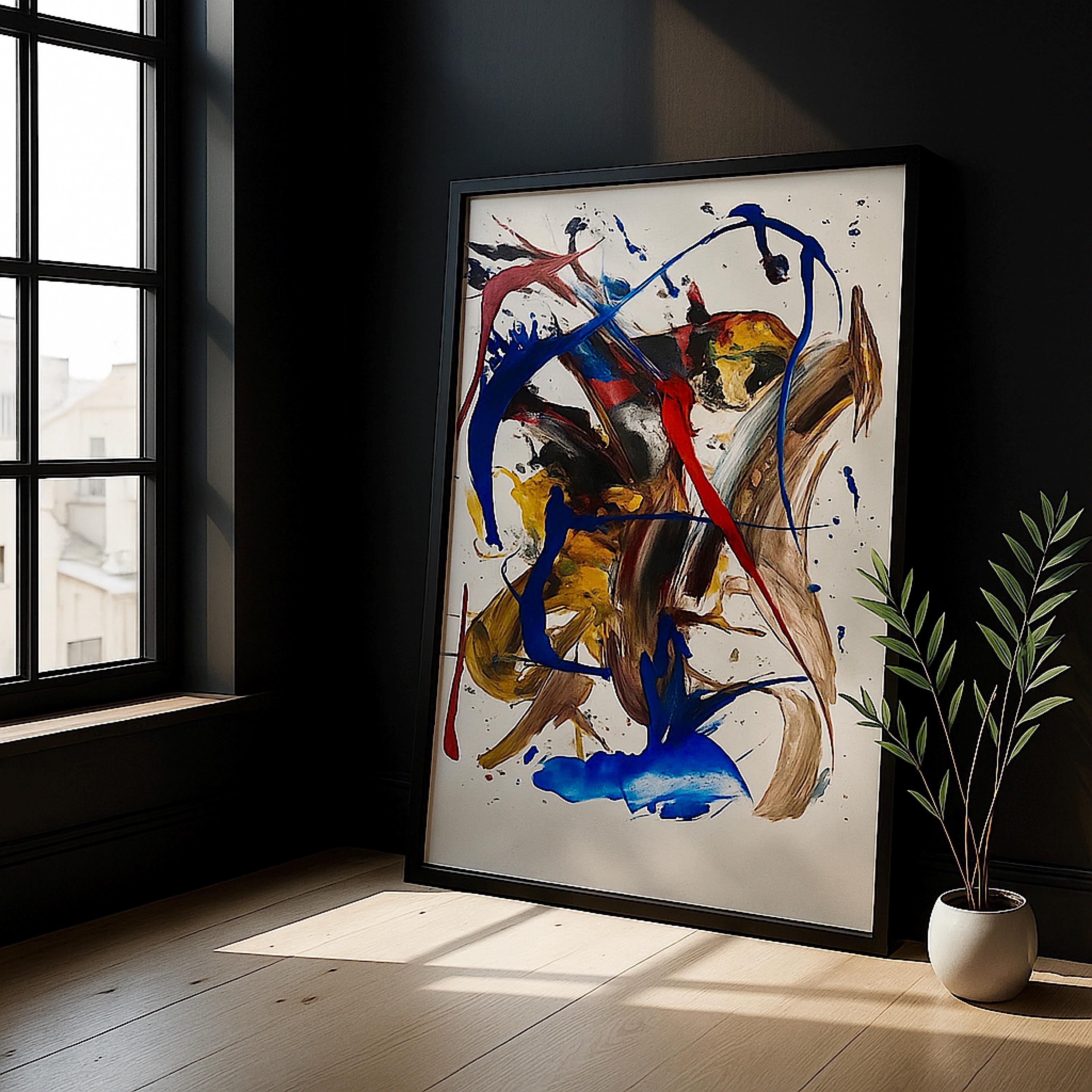 Original Abstract Expressionist Painting, Colorful Acrylic Art, Not a Print (22x28 inch)