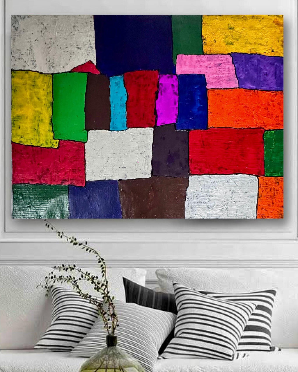 A Silent Dialogue of Colors in Contemporary Abstract Art (37x28 inch)