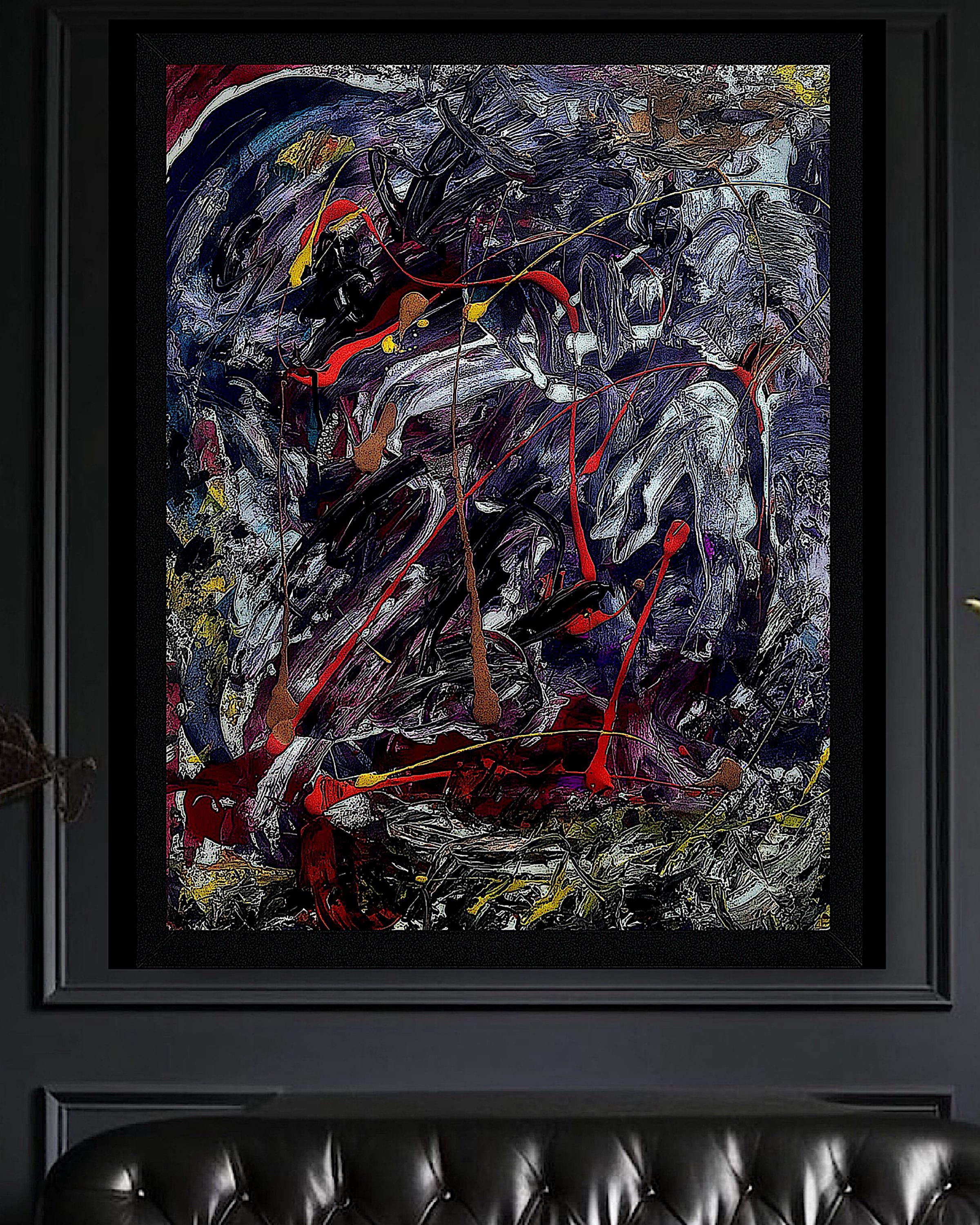 Abstract Expressionist Painting: Original Acrylic Art on Japanese Kraft Paper (27x23 inch)