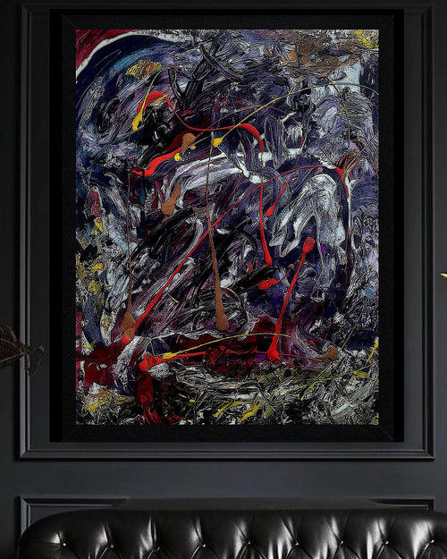 Abstract Expressionist Painting: Original Acrylic Art on Japanese Kraft Paper (27x23 inch)