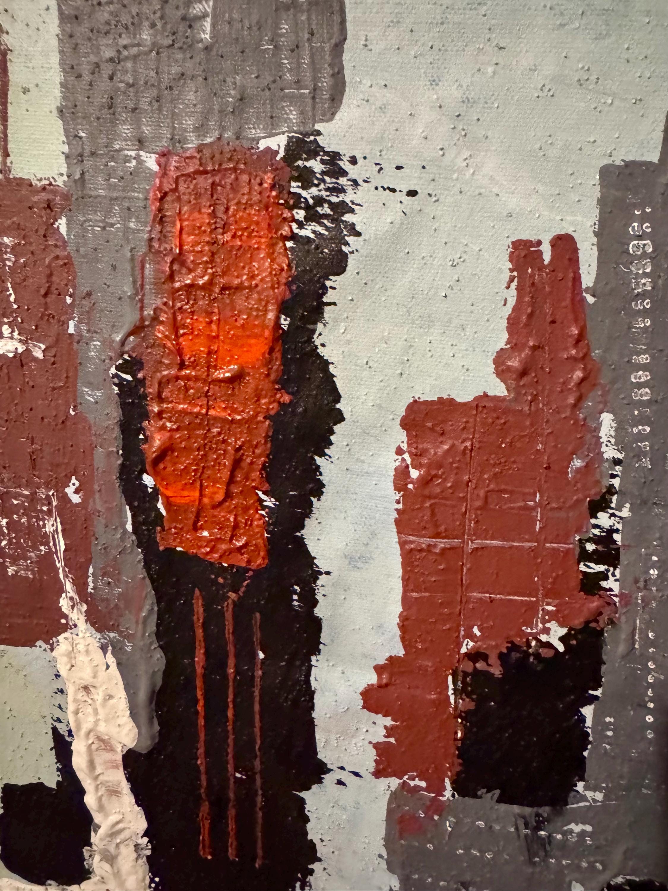 Abstract Manhattan Silhouette with Textured Acrylic Layers on Canvas (18.5x26 inch)