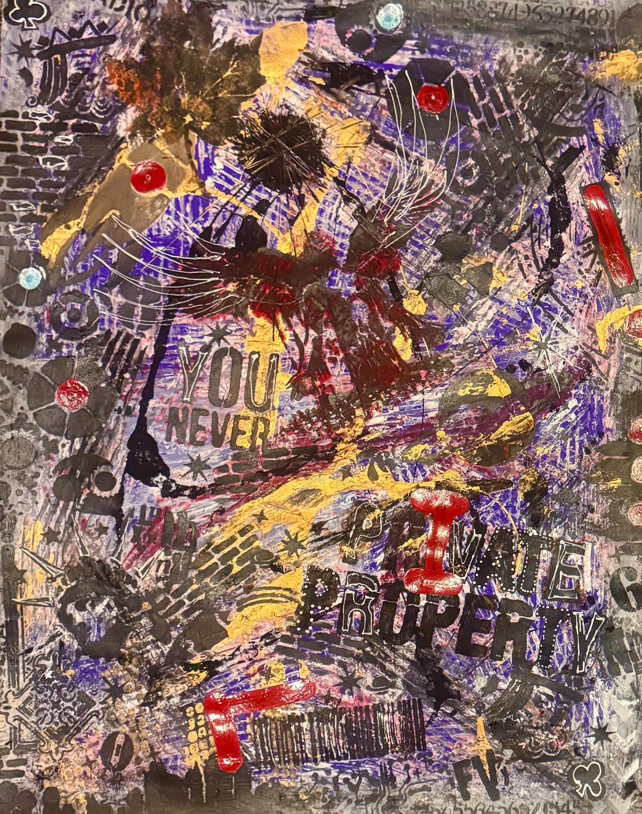 Handmade Acrylic Mixed Media Abstract Painting on Paper, Not a Print (22x28 inch)