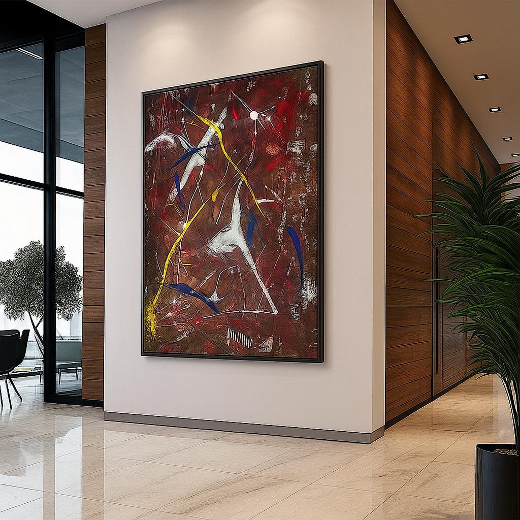 Handmade Original Abstract Painting, Acrylic on Paper, One-of-a-Kind Modern Art, Not a Print (22x28 inch)