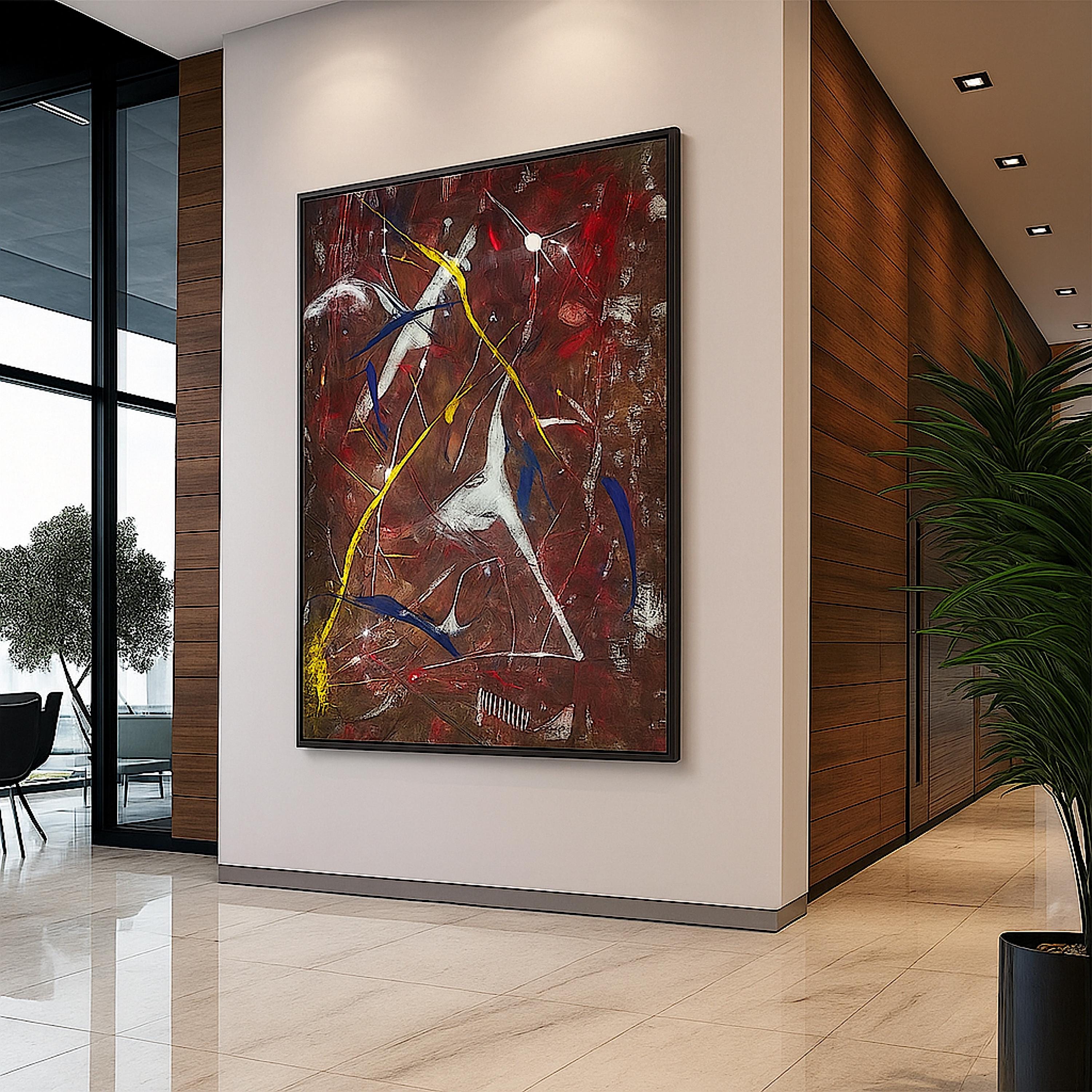 Handmade Original Abstract Painting, Acrylic on Paper, One-of-a-Kind Modern Art, Not a Print (22x28 inch)