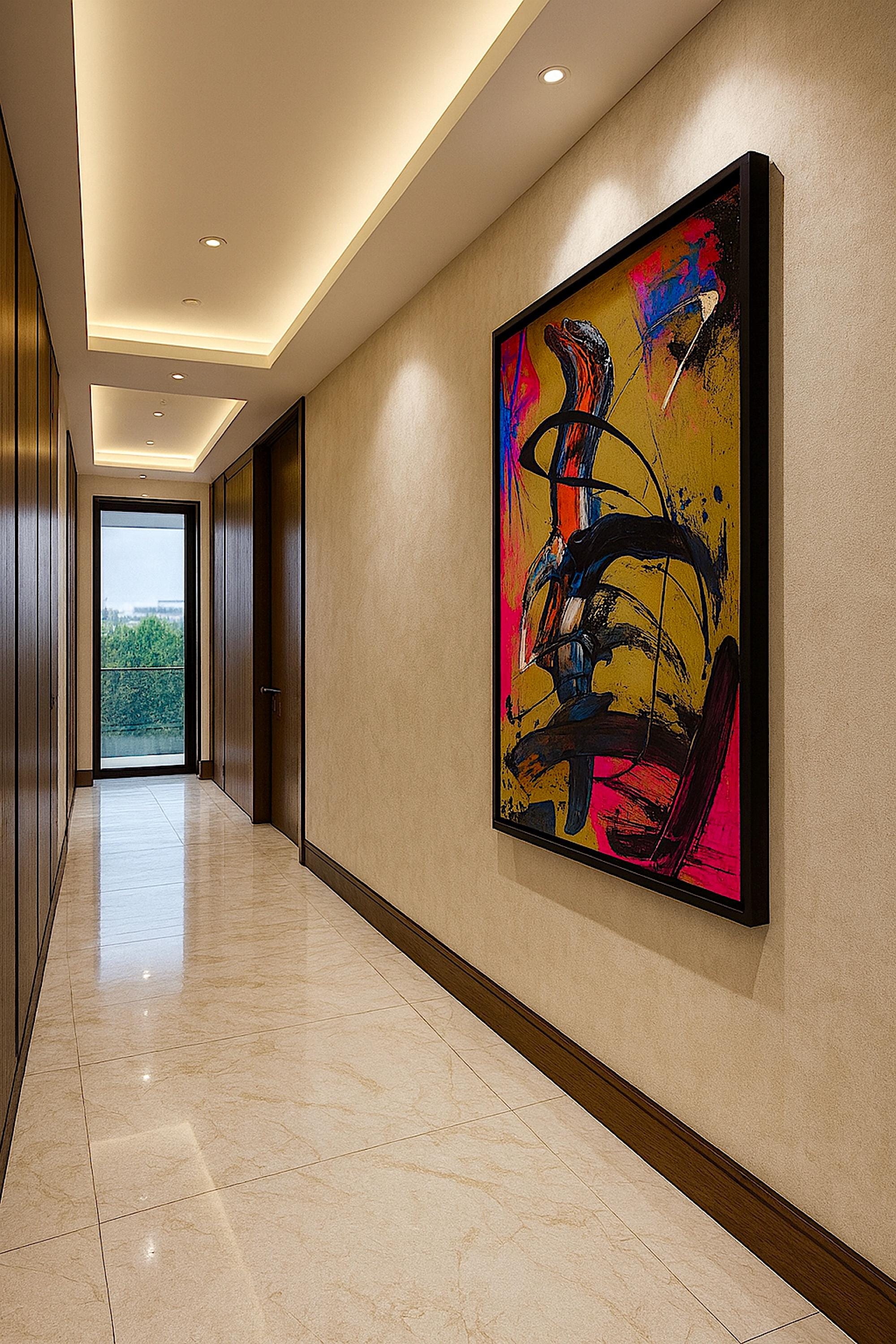 Original Neon Acrylic Abstract Art, Hand-Painted (22x28 inch)