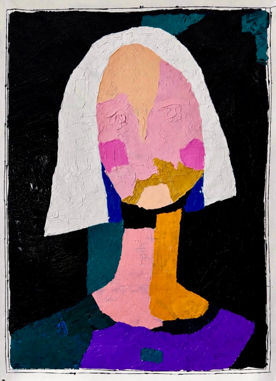 Abstract Woman Portrait 26x36, Hand Painted Acrylic on Canvas, Textured Palette Knife Art, Expressionist Modern Wall Decor