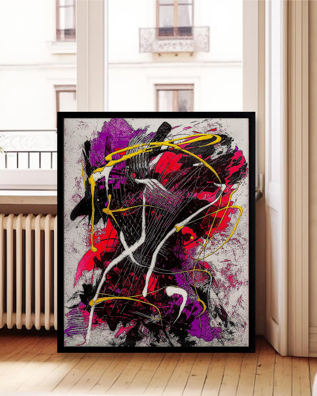 cAbstract Expressionist Painting on Japanese Kraft Paper - Modern Wall Decor (27x23 inch)