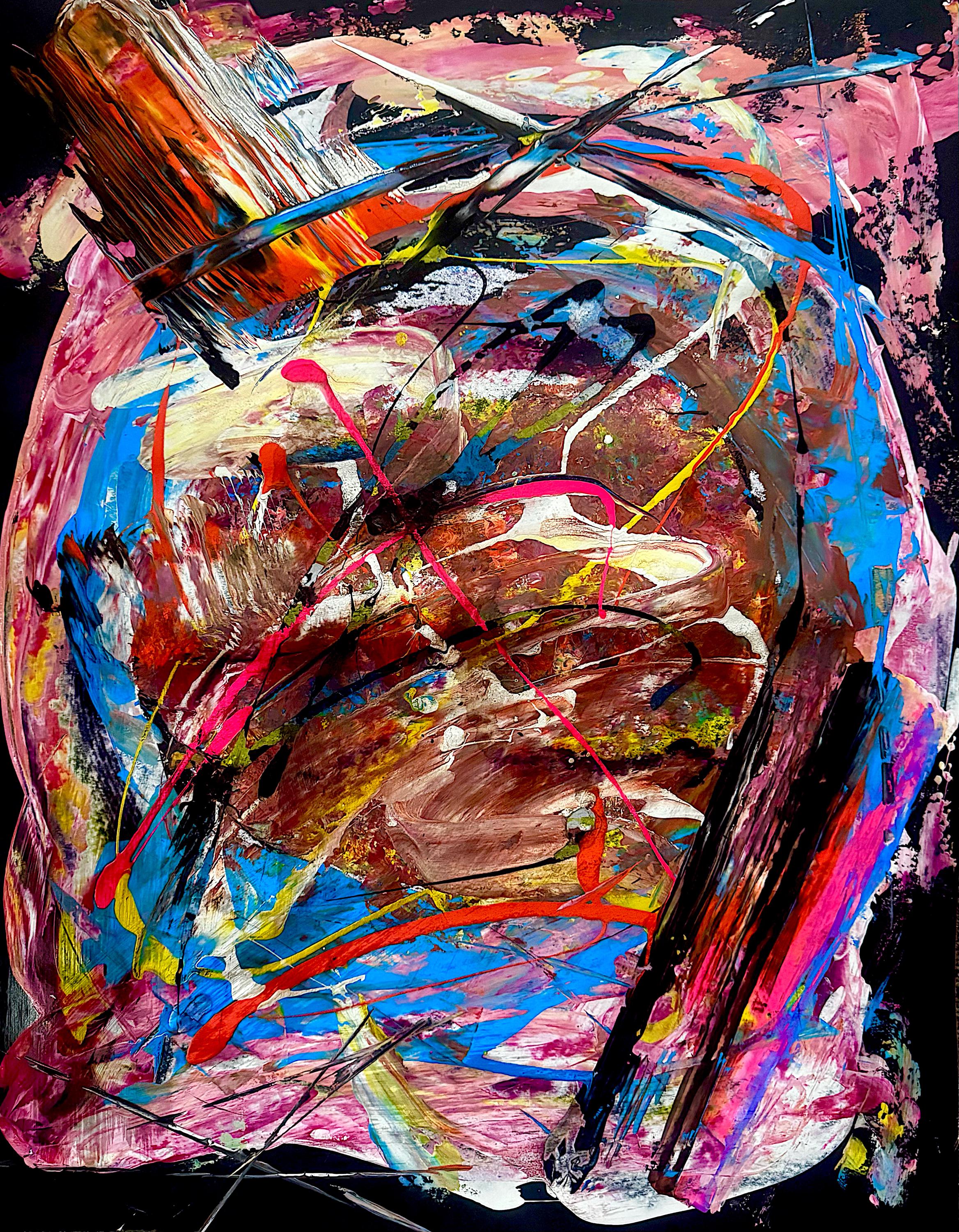 Handmade Abstract Acrylic Painting, Expressionist Wall Art (22x28 inch)