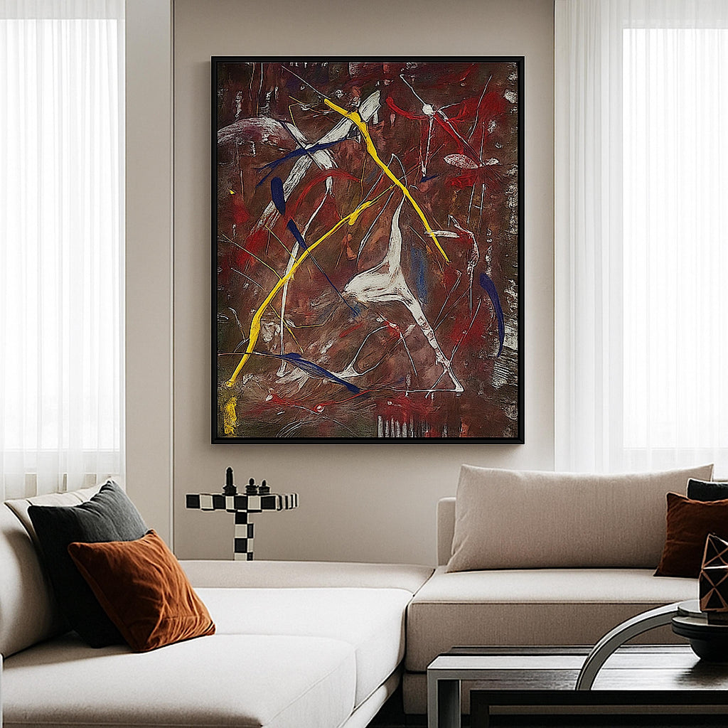 Handmade Original Abstract Painting, Acrylic on Paper, One-of-a-Kind Modern Art, Not a Print (22x28 inch)