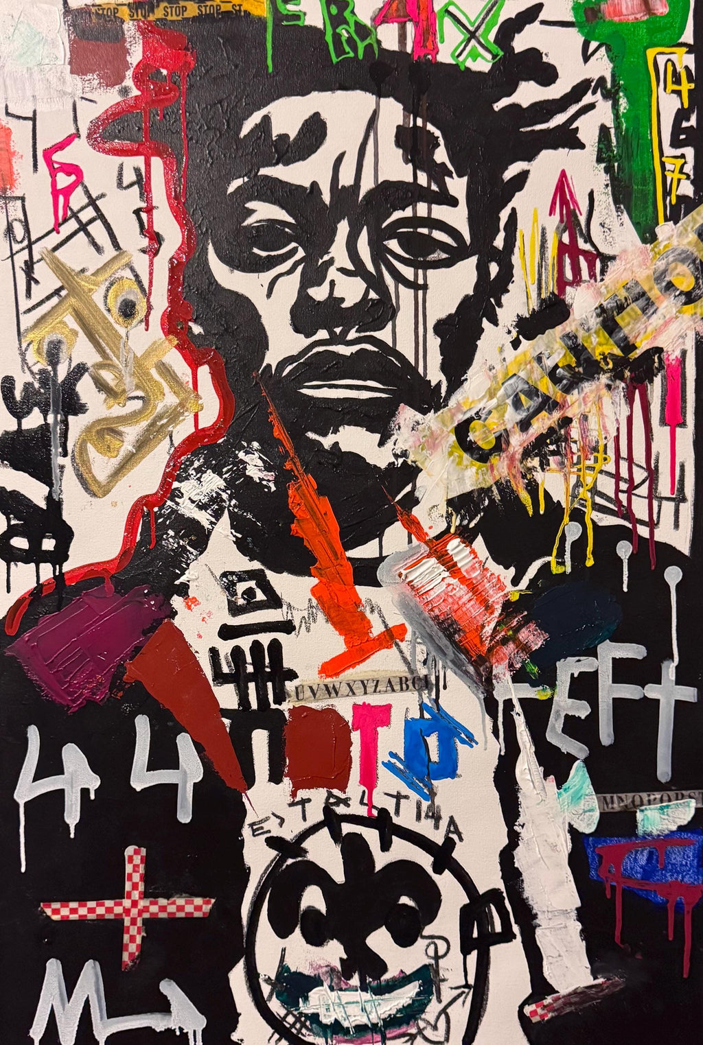 Original Pop Art Portrait Painting, Urban Street Art, Mixed Media (24x36 inch)