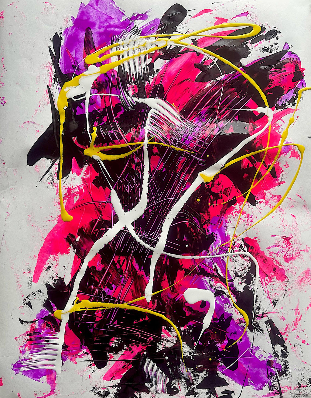 cAbstract Expressionist Painting on Japanese Kraft Paper - Modern Wall Decor (27x23 inch)