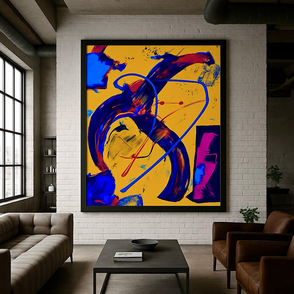 Original Abstract Acrylic Painting on Paper Poster, One-of-a-Kind Handmade Artwork, Not a Print  (22x28 inch)