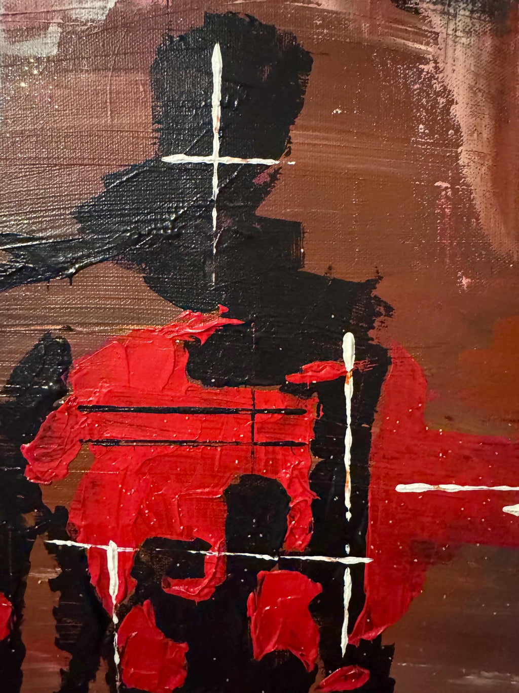 Abstract Expressionist Figurative Painting, Red Black Modern Art (20x24 inch Canvas)