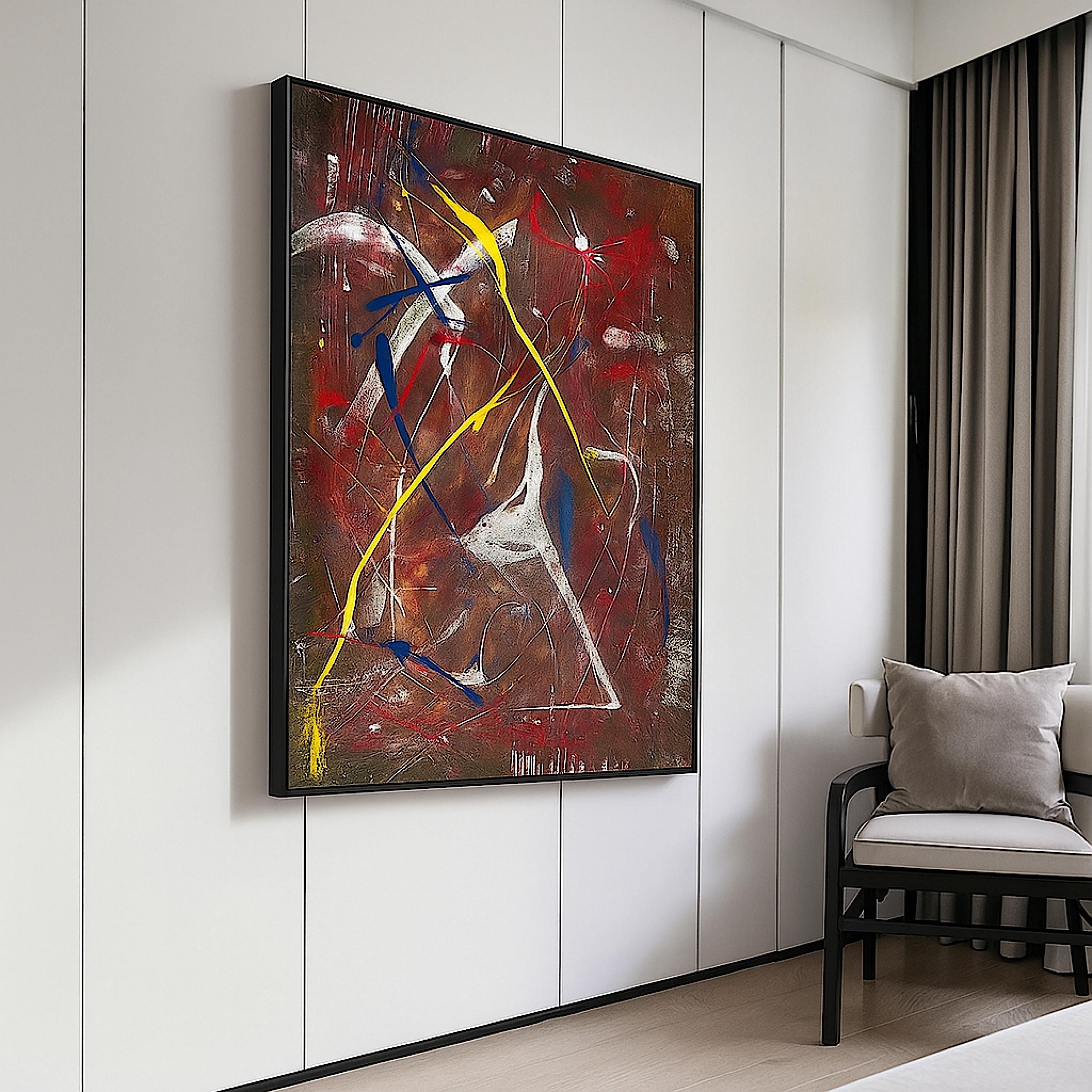 Handmade Original Abstract Painting, Acrylic on Paper, One-of-a-Kind Modern Art, Not a Print (22x28 inch)