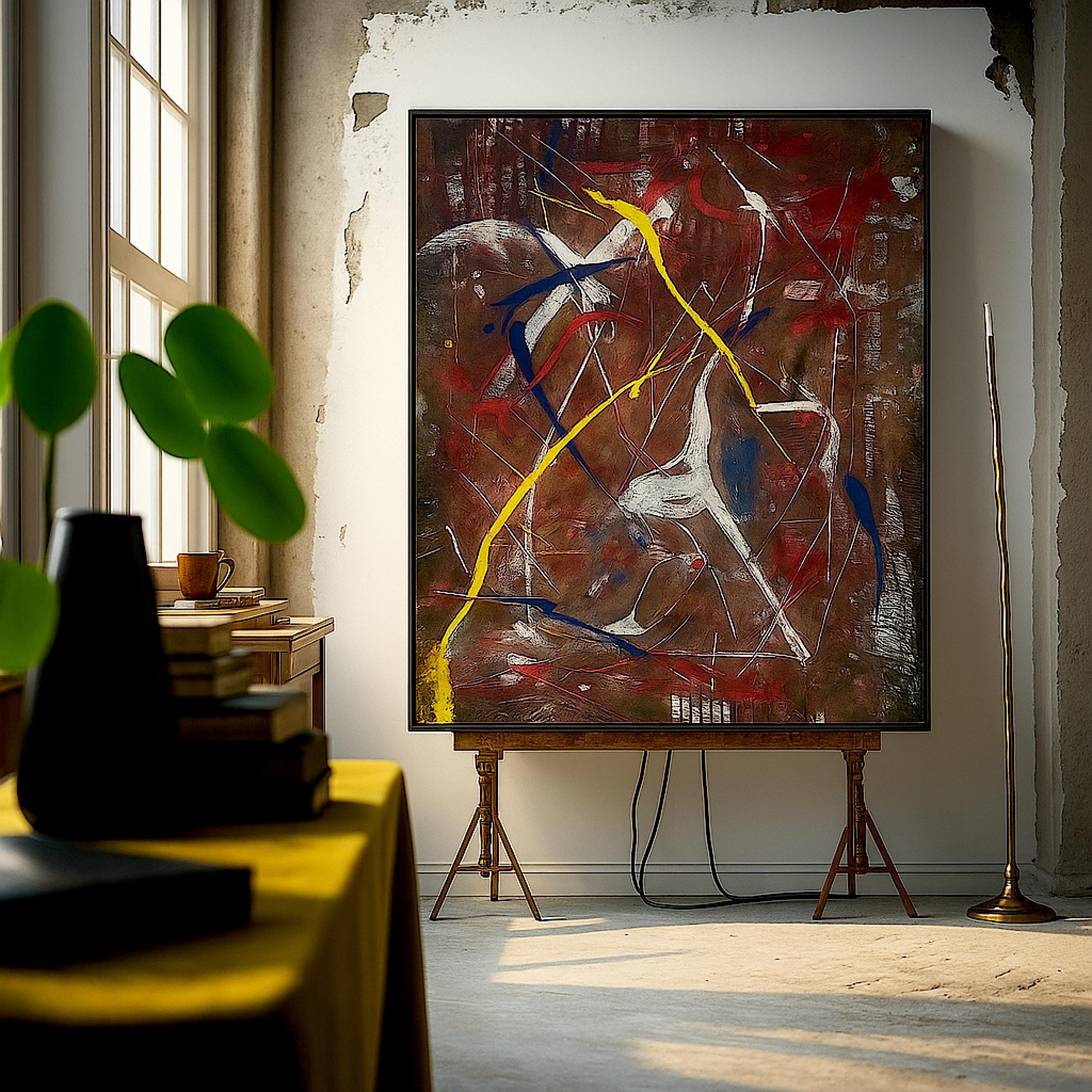 Handmade Original Abstract Painting, Acrylic on Paper, One-of-a-Kind Modern Art, Not a Print (22x28 inch)