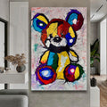 Experionis - Expressionist Abstract Teddy Bear Painting 24x36 inch
