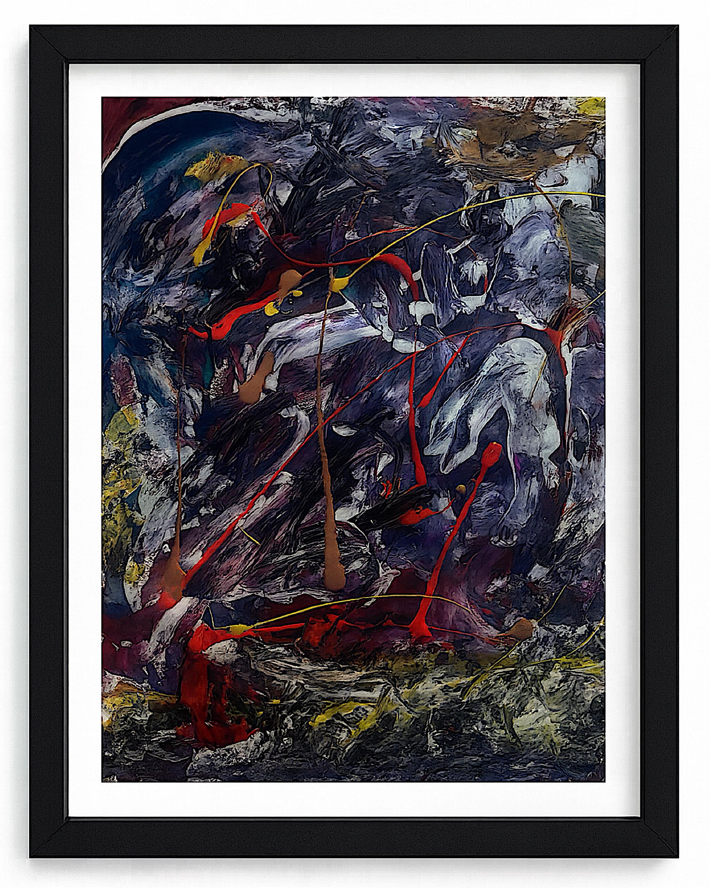 Abstract Expressionist Painting: Original Acrylic Art on Japanese Kraft Paper (27x23 inch)