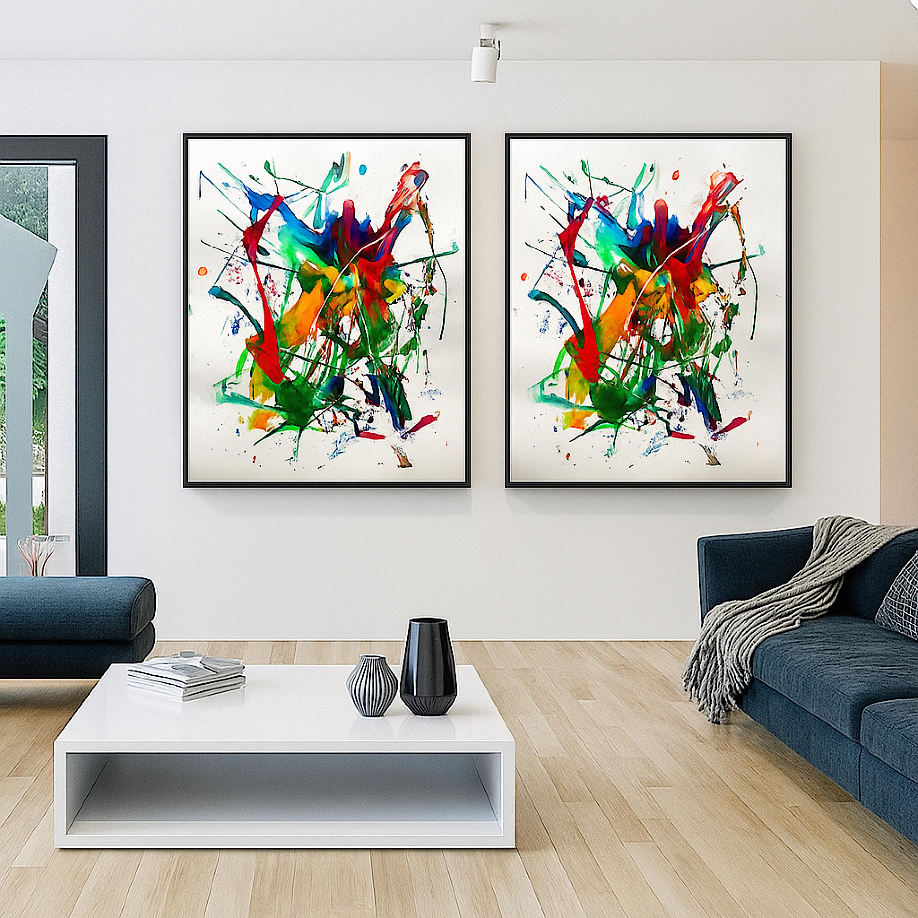 Abstract Acrylic Splash Painting, Original Colorful Wall Art,  Not a Print (22x28 inch)