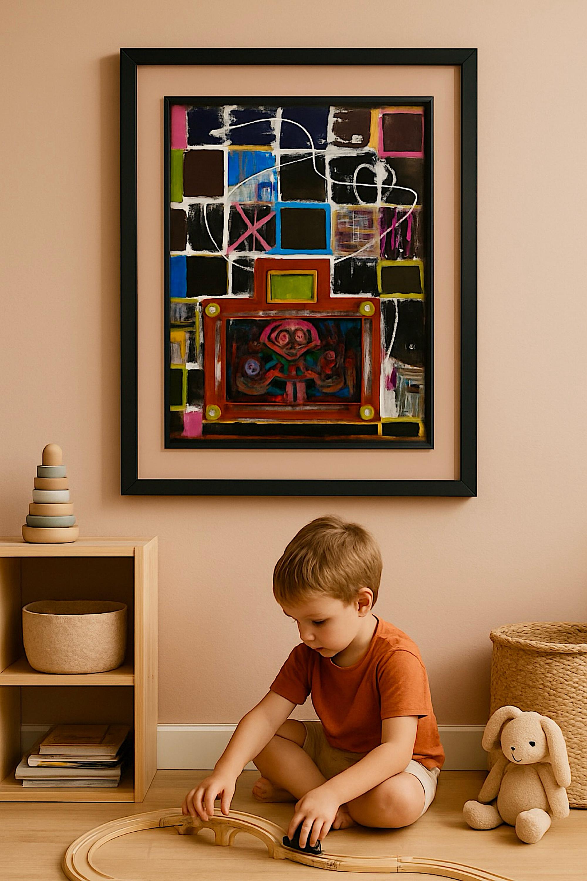 Handmade Abstract Acrylic Painting, Colorful Mixed Media Artwork, Not a Print (22x28 inch)