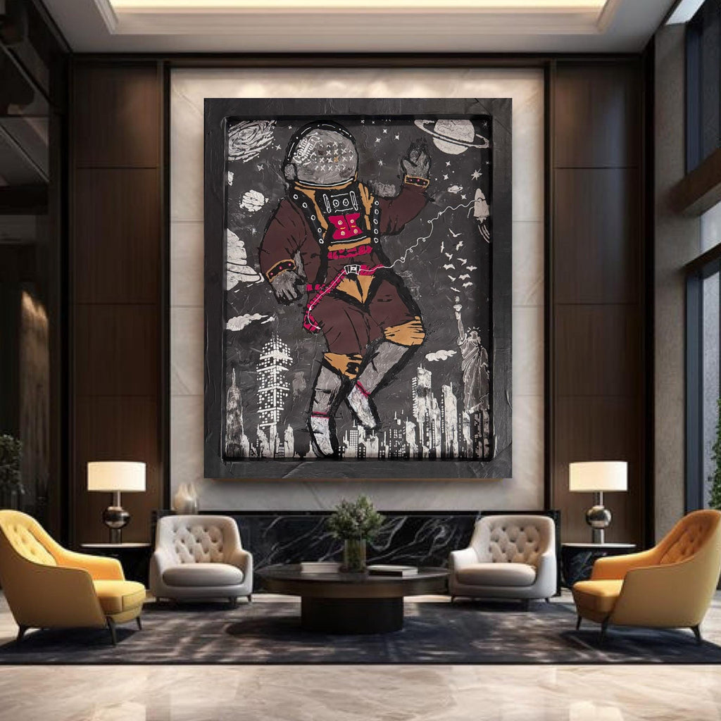 Floating Astronaut Over The City Of Dreams (24x30 inch)