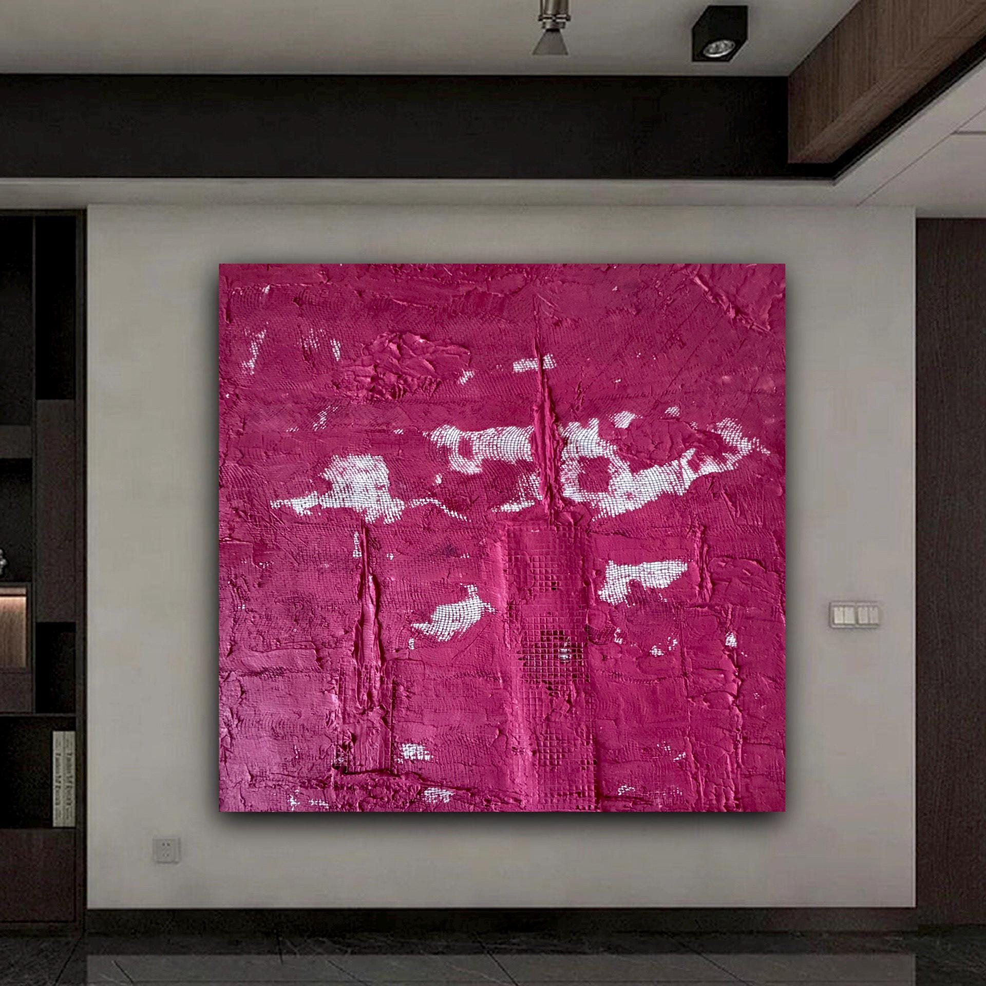 Abstract Mixed Media Texture Art, Handmade Contemporary Wall Art, Modern Minimal Relief Artwork, Unique Art Piece (24x24 inch)