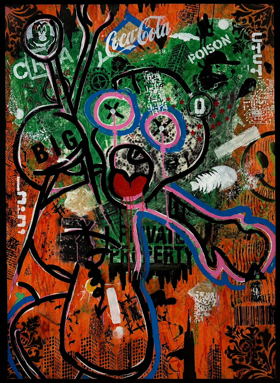 Urban Pulse – Large Neo-Pop Expressionist Abstract Painting | Original Acrylic on Canvas | 33x44 Inches | Palette Knife & Brush