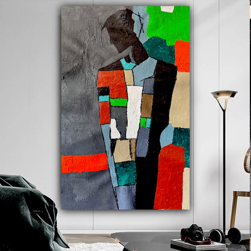 Abstract Expressionist Urban Harmony – Textured Acrylic Canvas Wall Art, Modern Contemporary Statement Painting (20x31 inch)