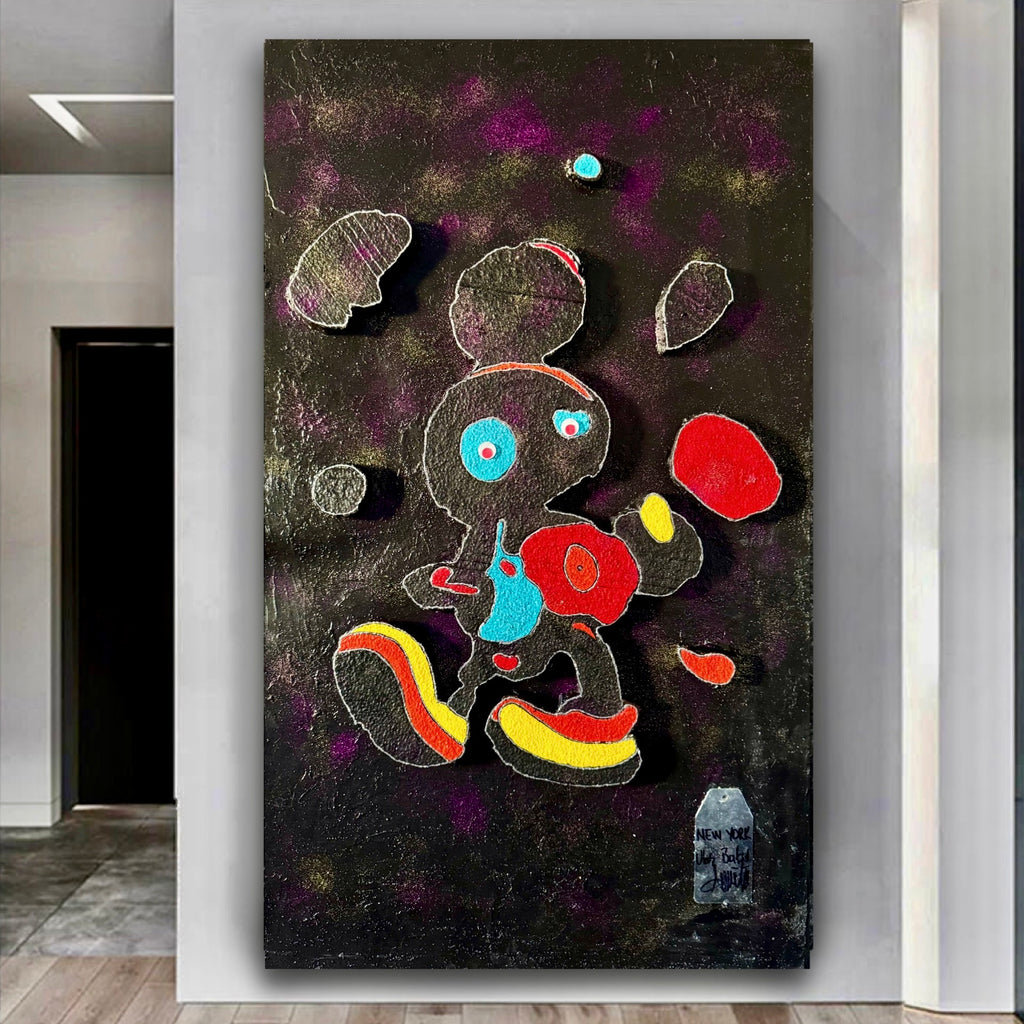 Textured Pop Art Character Painting on Canvas | Mixed Media Abstract Wall Art | Handmade Original Artwork (19x31 inch)