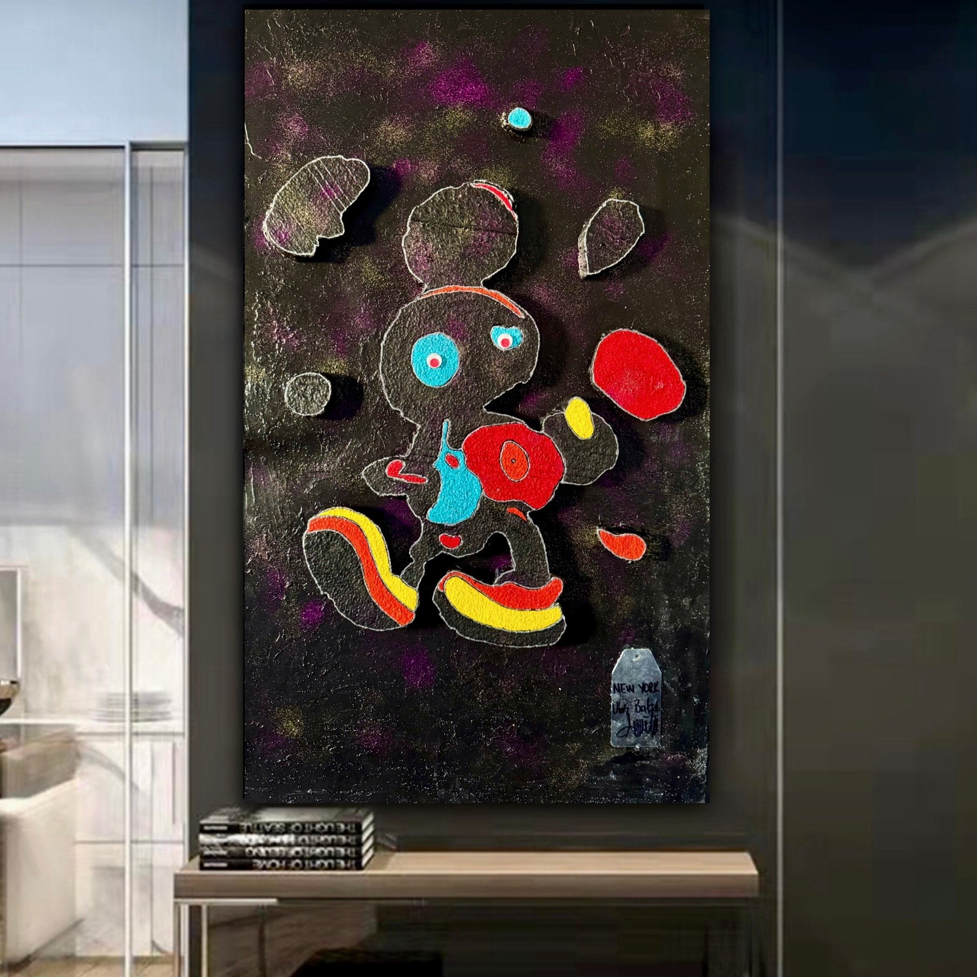 Textured Pop Art Character Painting on Canvas | Mixed Media Abstract Wall Art | Handmade Original Artwork (19x31 inch)