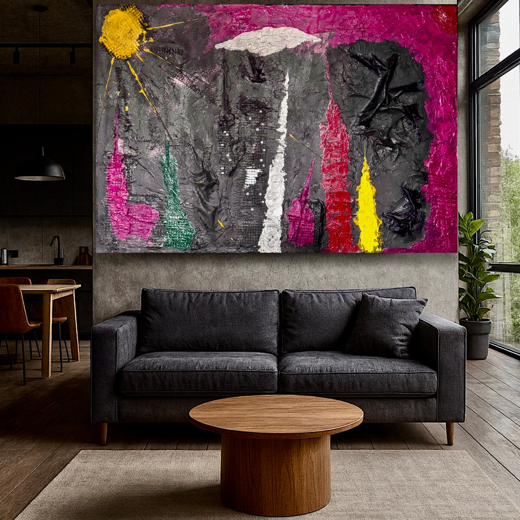 New York Rising - Abstract Manhattan Silhouette (36x34 inch)