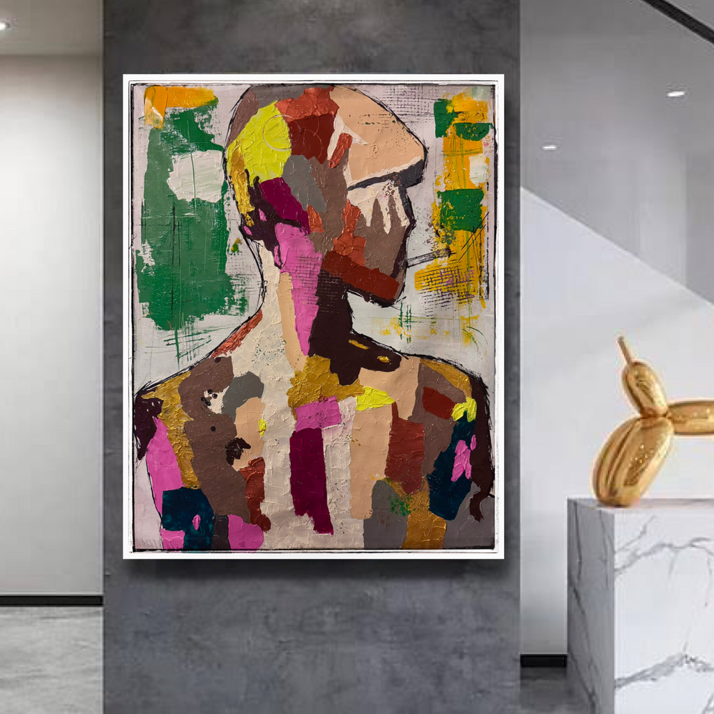 Original Neo-Expressionist Abstract Portrait | 26x36 Acrylic on Canvas | Hand-Painted Palette Knife & Brush Textured Artwork