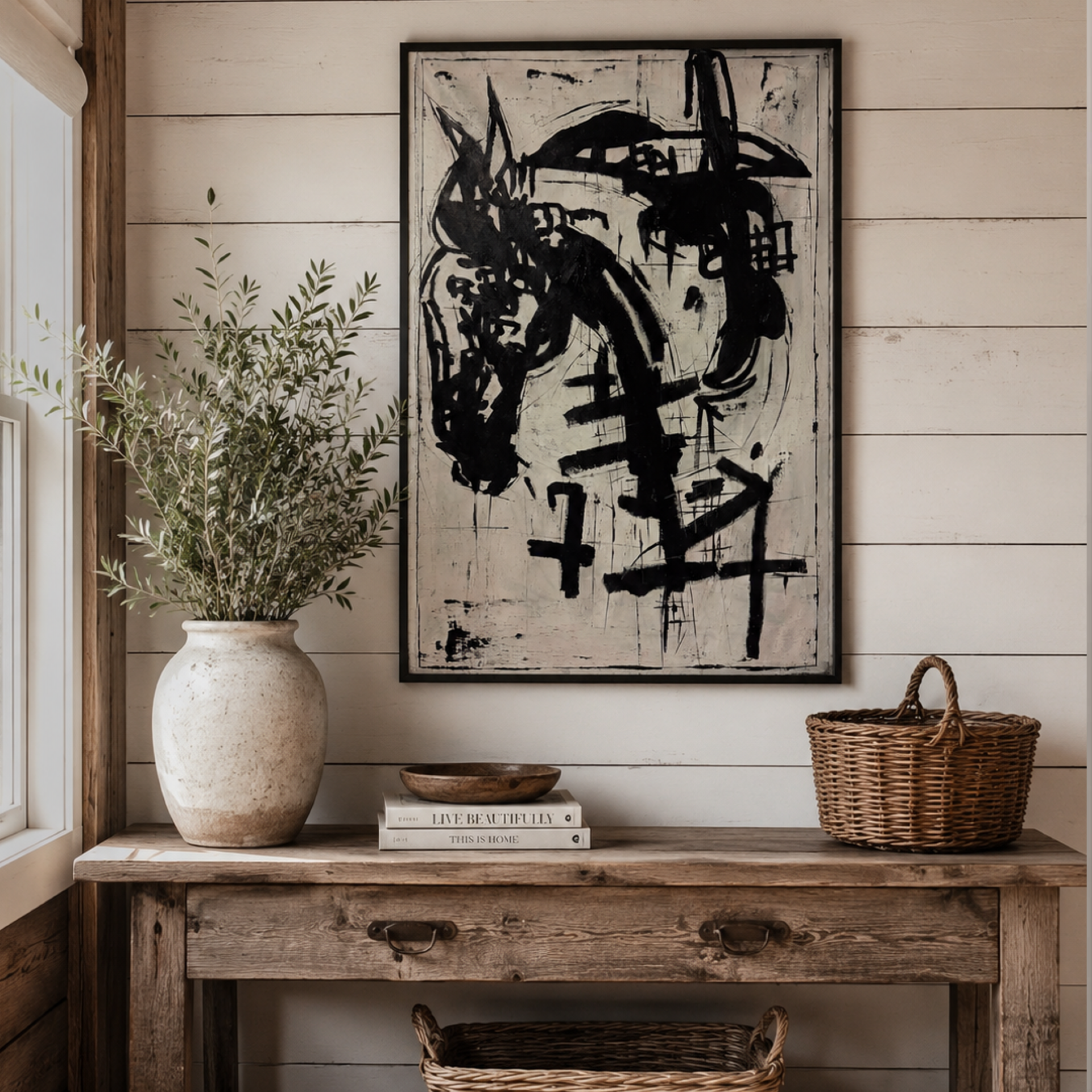 Original Black & White Abstract Expressionist Painting | 24x36 Acrylic on Canvas | Hand-Painted Palette Knife & Brush Artwork